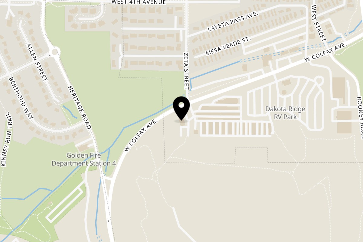 Map showing the location of Wrigley's Chicago Bar & Grill on 18200 W Colfax Ave in Golden